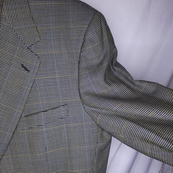 Canali Wool Blazer Mens Brown Houndstooth Italian 2 Button Single Breasted - Picture 5 of 15